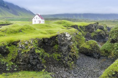 Kasaba Arnarstapi Snaefellsnes Yarımadası'nda, İzlanda
