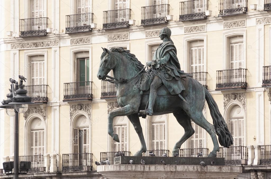 The monument of Charles III at Puerta del Sol, Madrid (Spain)