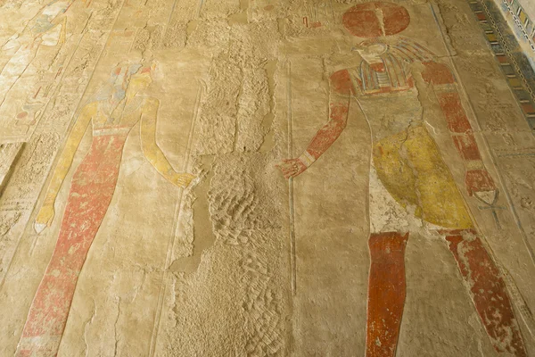 Schilderkunst aan de tempel van Hatsjepsoet, Luxor (Egypte) — Stockfoto
