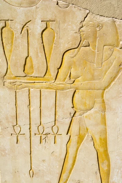 Målning på tempel Hatshepsut, Luxor, Egypten — Stockfoto