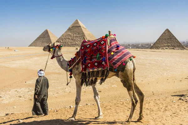 Övergripande uppfattning om pyramiderna i Giza, Egypten — Stockfoto