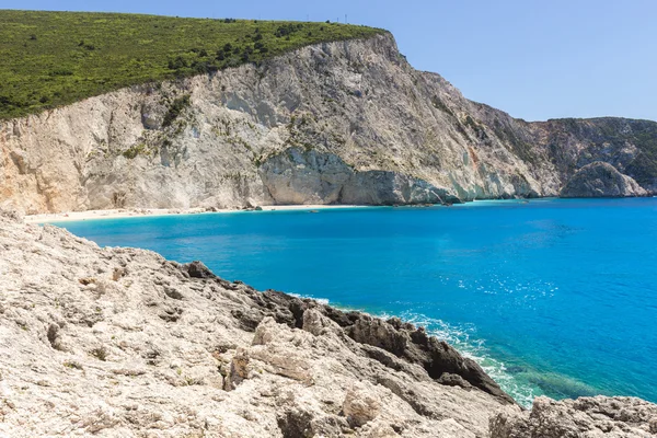 Plaża Porto Katsiki wyspie Lefkada (Grecja) — Zdjęcie stockowe