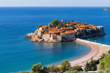 Sveti Stefan island resort in Montenegro clipart