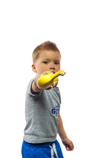바나나와 함께 귀여운 아이 — 스톡 사진