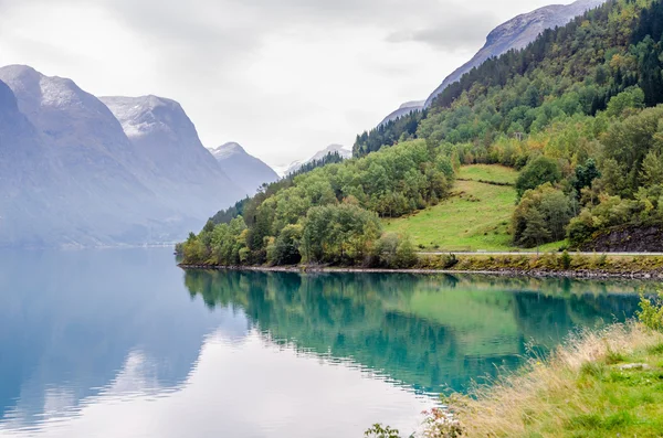 Малюнок фьорда Норвегії — стокове фото