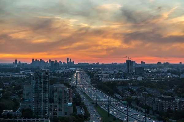 Vue Sur Coucher Soleil Dessus Toronto Canada — Photo