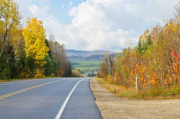 Estrada Floresta Tempo Outono Quebec Canadá — Fotografia de Stock