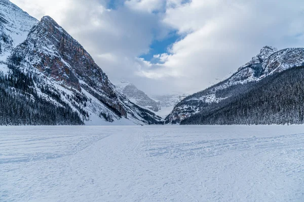 Lago Louise Banff Park Tempo Inverno Alberta Canadá — Fotografia de Stock