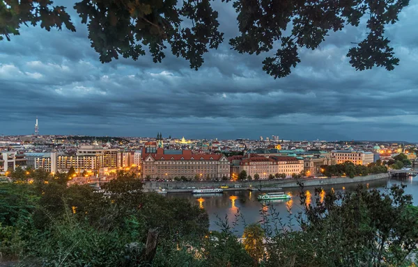 Noční Pohled Městské Domy Světla Prahy — Stock fotografie