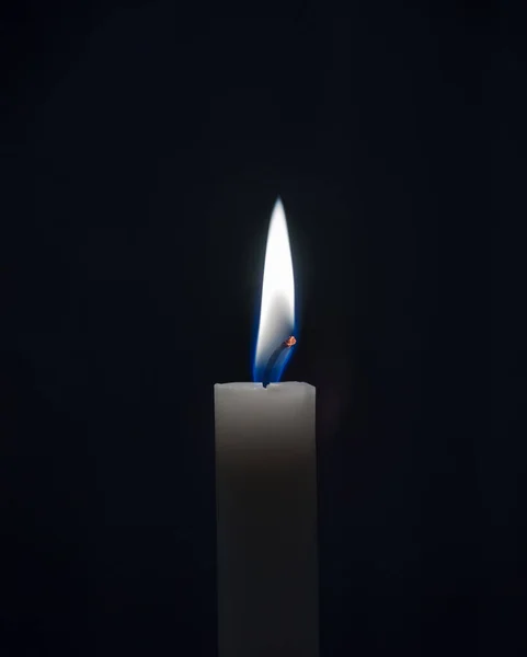 One Candle Light Darkness Black Room — Stock Photo, Image