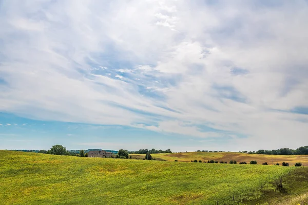 Champ Agricole Ciel Bleu Avec Nuages Muskoka Canada — Photo