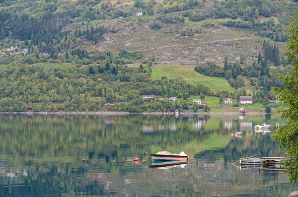 Riflessione Norvegia Fiordo Autunno — Foto Stock