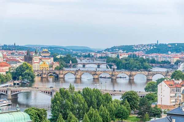 Vue Des Maisons Ville Des Ponts Des Bâtiments Prague — Photo