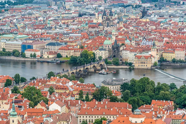 Prague Maison Ville Carrelage Rouge Vue Sur Toit — Photo