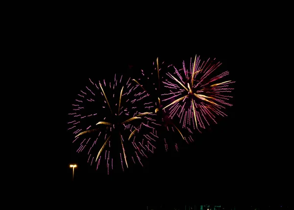 Fogos Artifício Cor Fundo Céu Preto — Fotografia de Stock