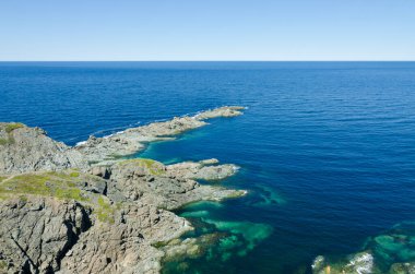 Güneşli bir günde Newfoundland, Kanada kıyıları