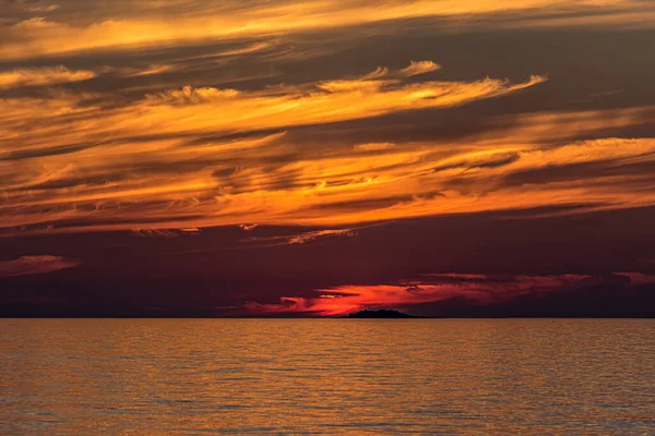 Sunset over surface of the beautiful Superior Lake