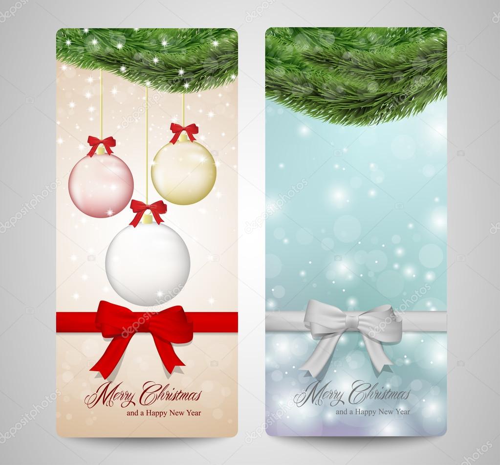 Set of two Christmas cards with sparkles