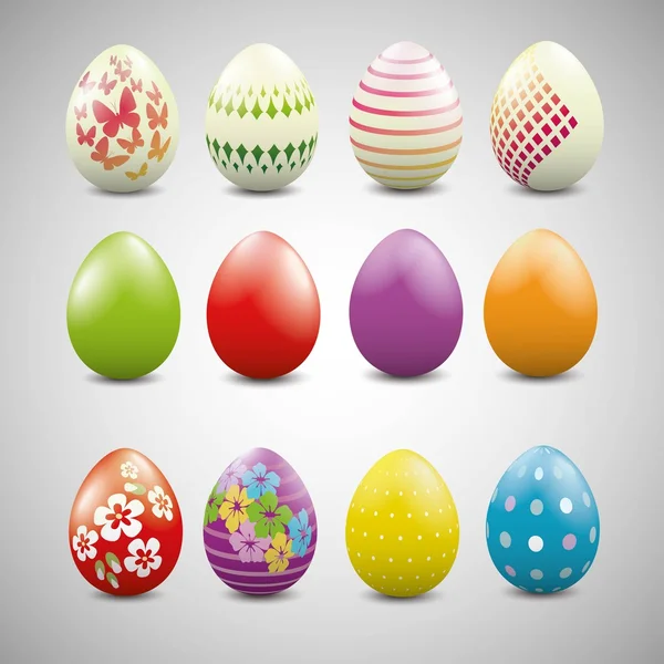 Oeufs de Pâques de couleur différente — Image vectorielle