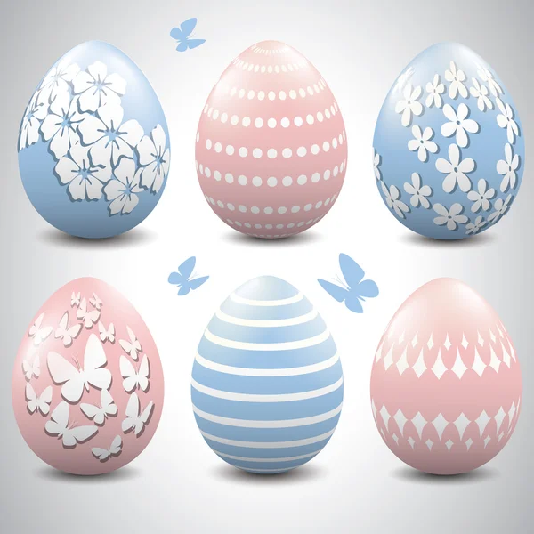 Pembe ve mavi Paskalya yumurtaları — Stok Vektör