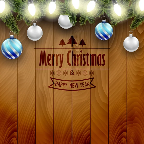 Різдвяна прикраса на дерев'яному фоні — стоковий вектор
