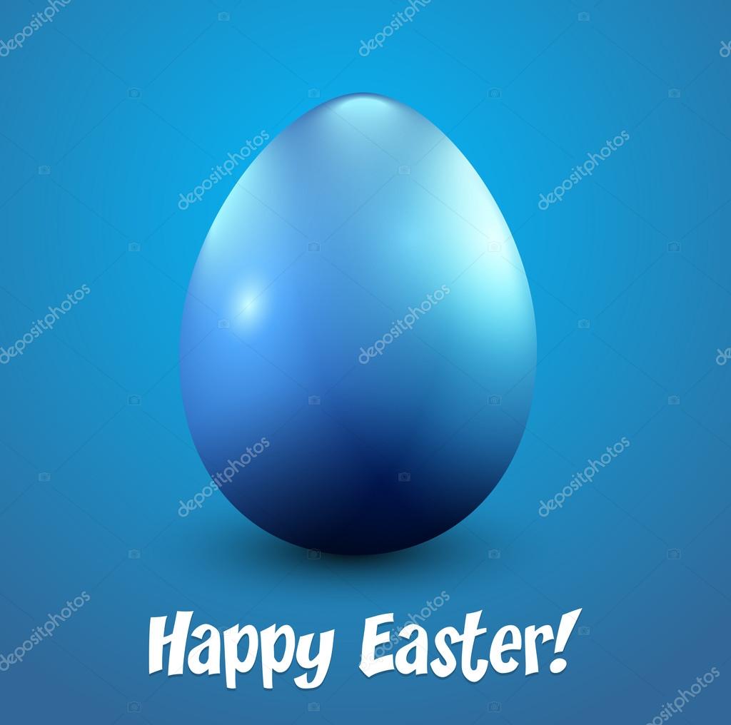 A blue shiny Easter egg. Vector illustration.