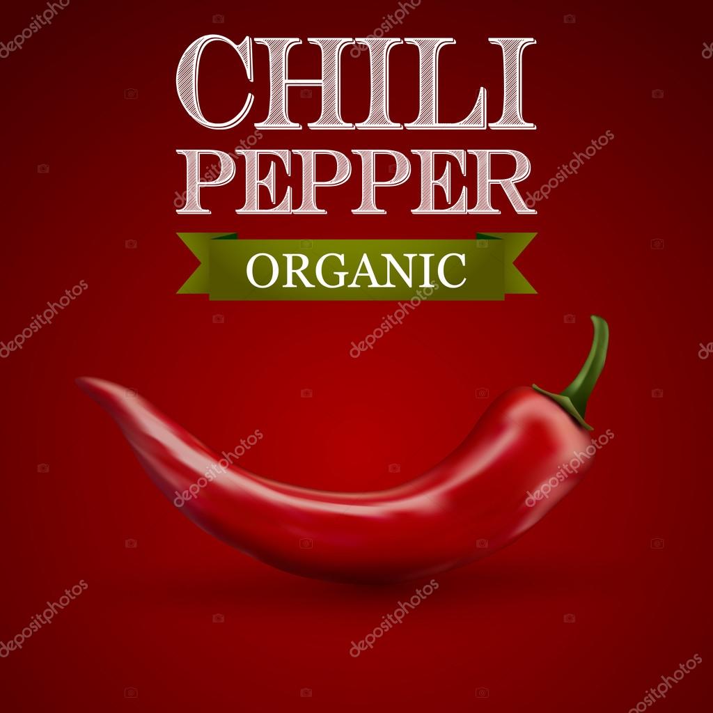 Red hot chili pepper on a red background. Vector illustration.
