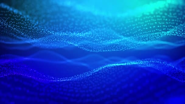 Цифровая синяя цветовая волна и свет с боке, пространством и технологией цифровой связи. Loopable — стоковое видео
