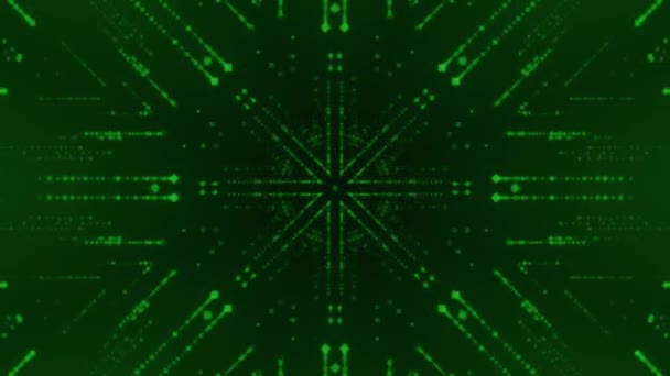 VJループのための緑抽象光対称パターン背景. — ストック動画