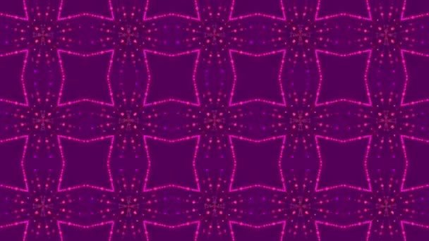 Patroon van rode gloeiende deeltjes op paarse achtergrond. — Stockvideo