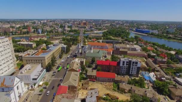 Winnica, UKRAINA - maj 2021: Panoramiczny widok z lotu ptaka na miasto — Wideo stockowe