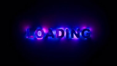Ekran Biçimi Neon Gradyan Metni Futuristik Hareket Işıklandırması ile Yükleniyor. Döngülü animasyon. 3B görüntüleme