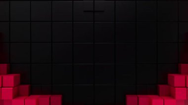 Kırmızı Soyut Eğri Yay Kusursuz Geleceğe Göre 3D Döngü. 3B görüntüleme