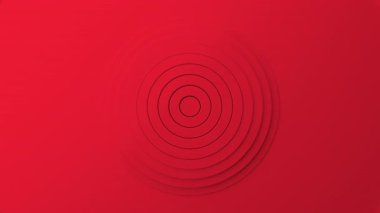 Kırmızı Minimal Concentric Circles Soyut 3D Arkaplan Döngüsü. 3B görüntüleme