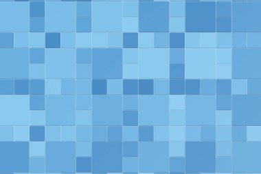 Aydınlıktan orta mavi tonlara kadar değişen farklı tonlarda mavi karoların soyut ızgarası.