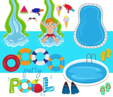 Pool Party Vector Design Illustration. clipart