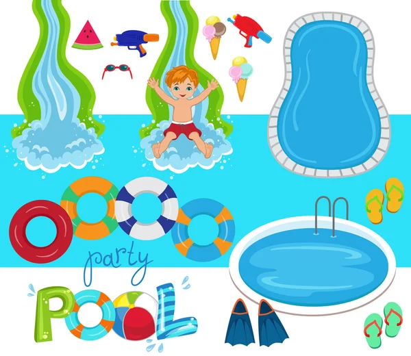 Illustrazione del design vettoriale della festa in piscina . — Vettoriale Stock