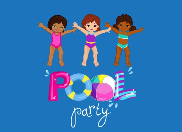 Festa da piscina infantil isolada no fundo. Ilustração vetorial . — Vetor de Stock