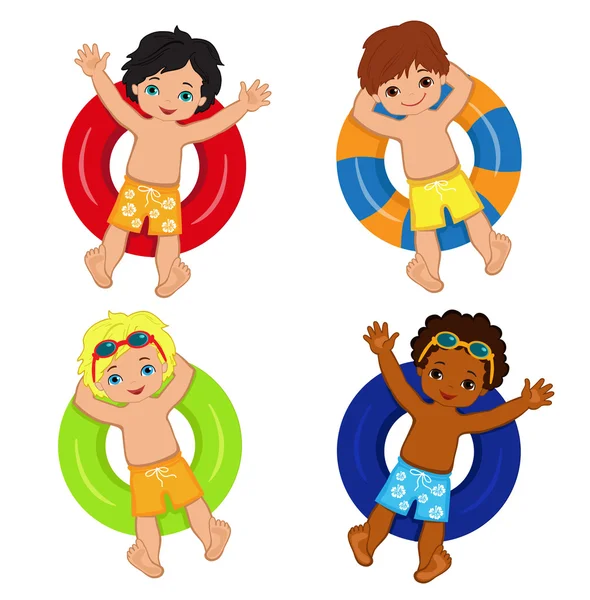 Pool party for boys.Vector Illustration. — Stock Vector