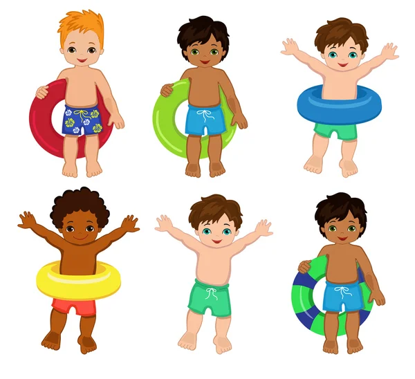 Pool party voor jongens. Vectorillustratie. — Stockvector