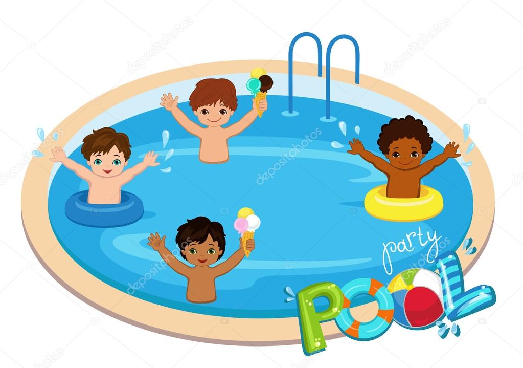 Children's Pool Party isolated on background. Vector Illustration. Stock  Vector by ©Sandylevtov 109599016