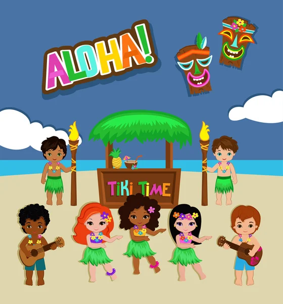 Uitnodiging voor het feestje van luau. Vectorillustratie. — Stockvector