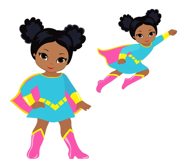 Cute superhero girl vector clip art set. — Stock Vector