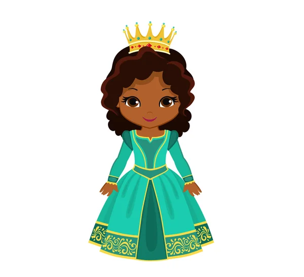Charmante princesse médiévale en robe turquoise . — Image vectorielle