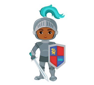 Beyaz arka plan üzerinde izole küçük şövalye vektör çizim.