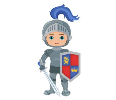 Beyaz arka plan üzerinde izole küçük şövalye vektör çizim.