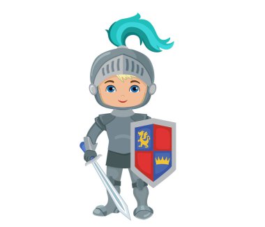 Beyaz arka plan üzerinde izole küçük şövalye vektör çizim.