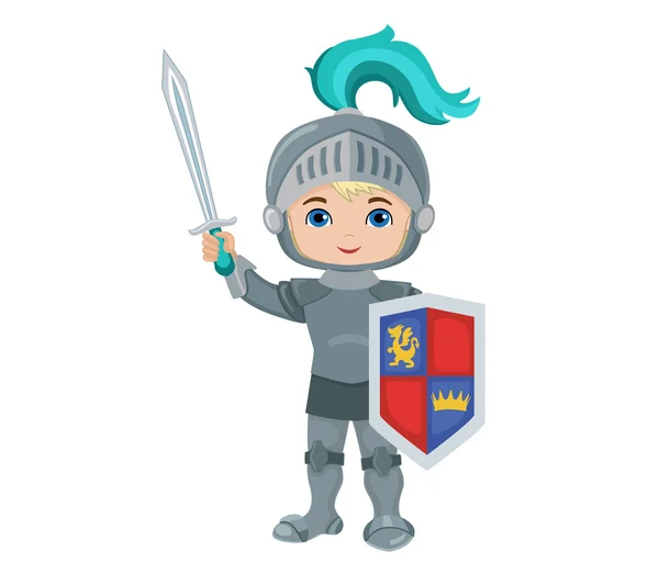 Vector Illustration of little knight isolated on white background. — Stock Vector