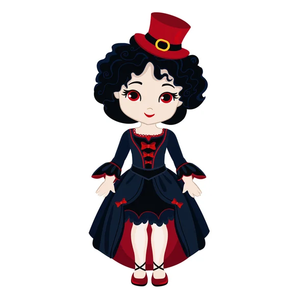 Hermoso vampiro en traje gótico. Ilustración vectorial . — Vector de stock