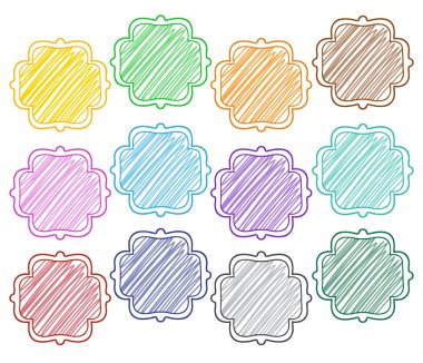 Gökkuşağı karalama Doodle kare. Quatrefoil.